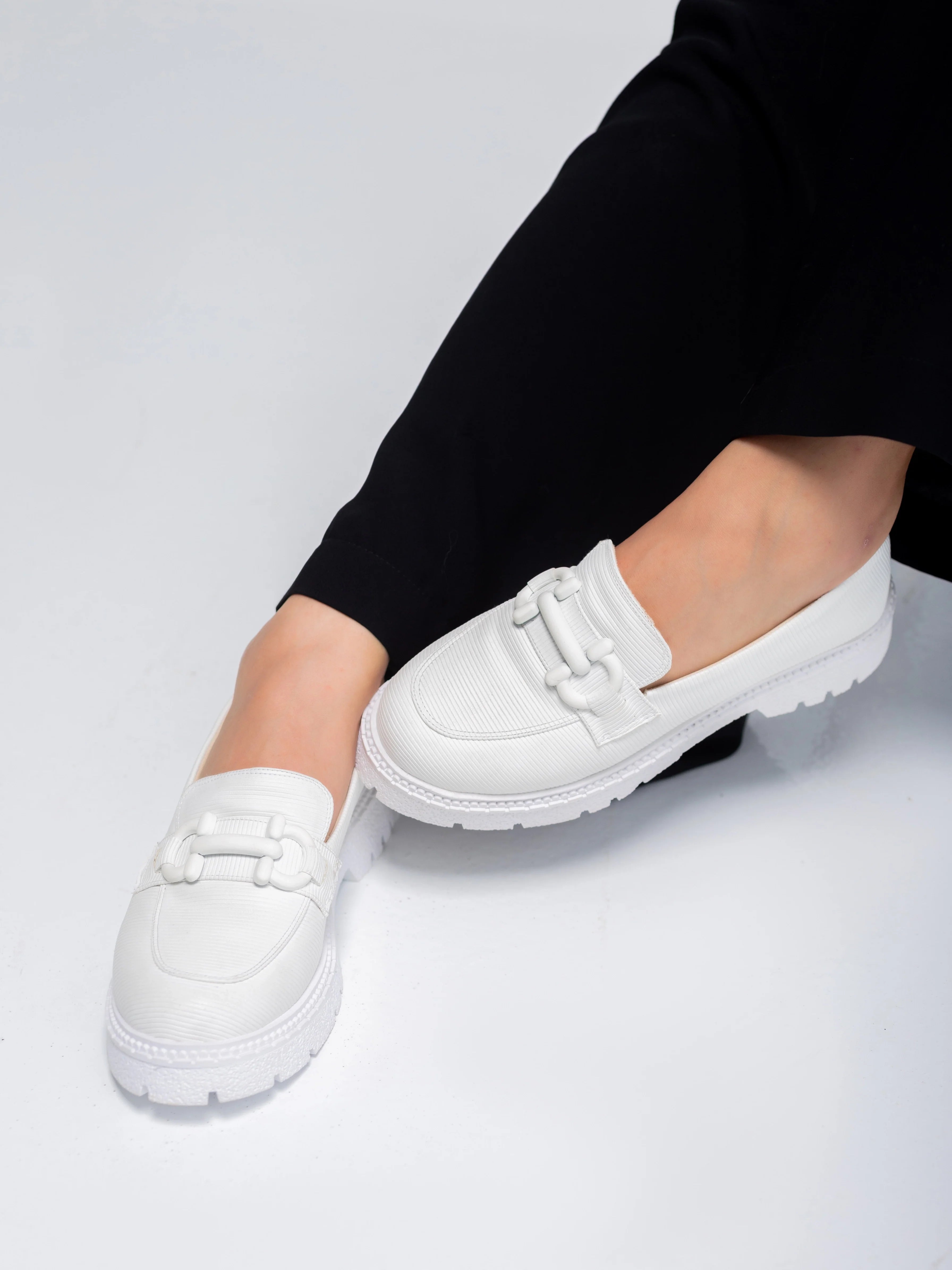 Glam Step Loafers | White